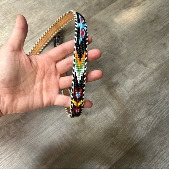 Vintage leather beaded belt - Picture 7 of 14